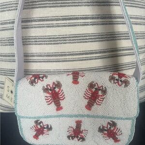 Nautical White and Red Lobster Crossbody Bag